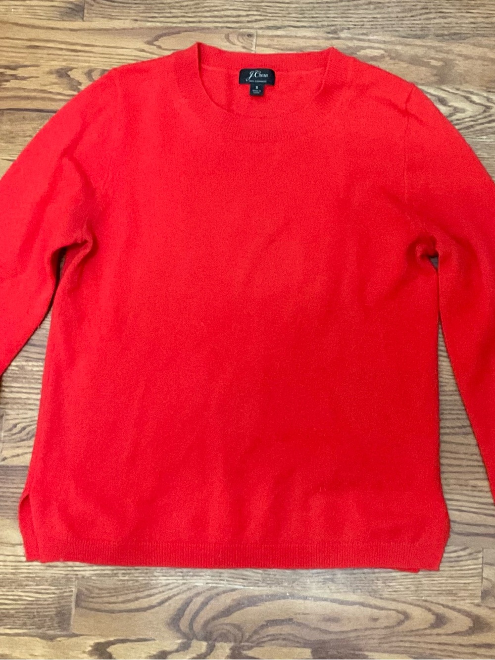 J. Crew Women's CASHMERE Crewneck Sweater in Bright Coral Red Size Small